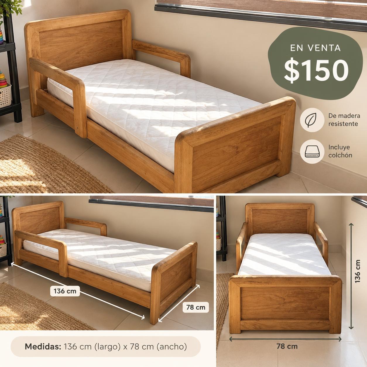 Cama para niños de madera