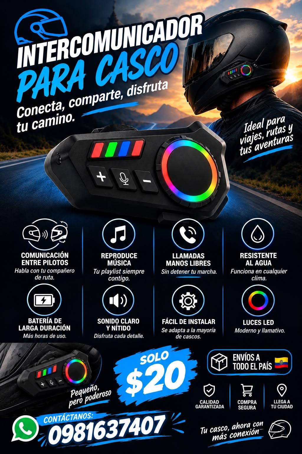 Intercomunicador o Auricular para Casco de Moto