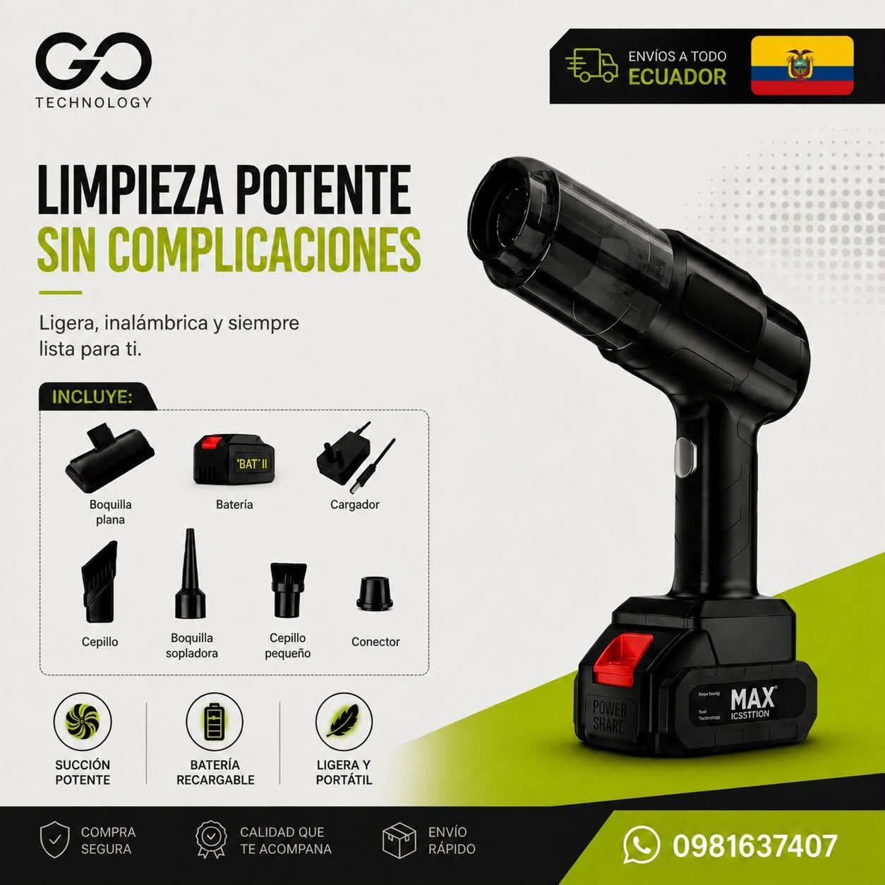 Aspiradora Inalambrica 2 en 1 incluye accesorios
